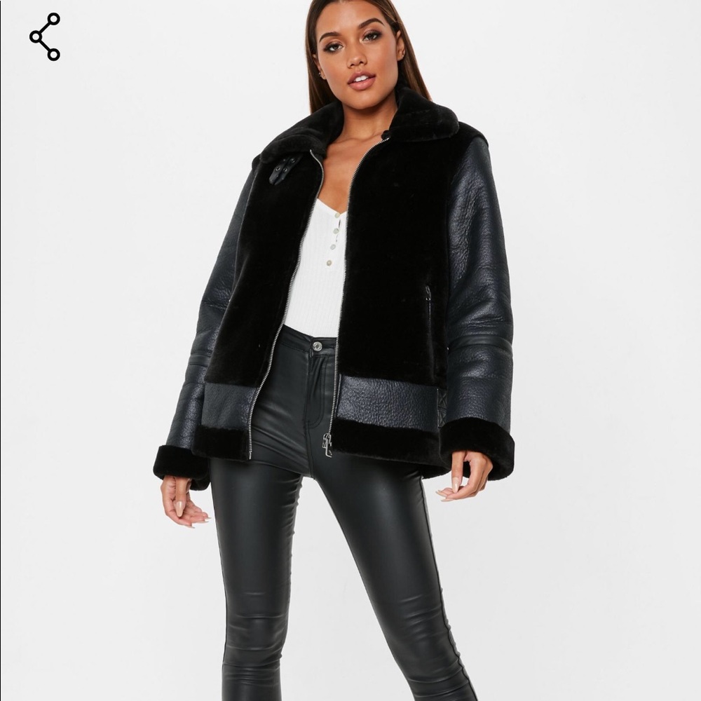 Missguided Black faux fur jacket
